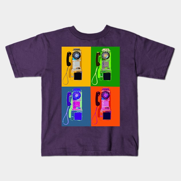 1970s telephone Pop art Kids T-Shirt by dltphoto